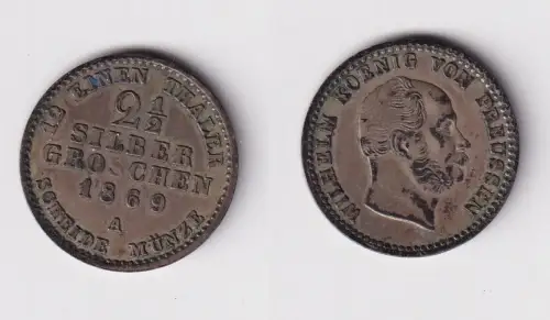 2 1/2 Silbergroschen Münze Preussen Wilhelm I. 1869 A f.vz (169372)