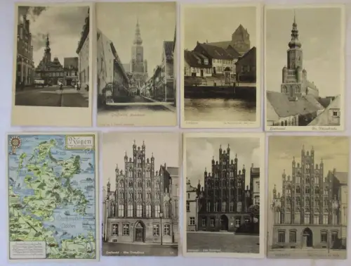 907808 /8 Ak Greifswald Fischmarkt Giebelhäuser Kirche um 1900 bis 1960