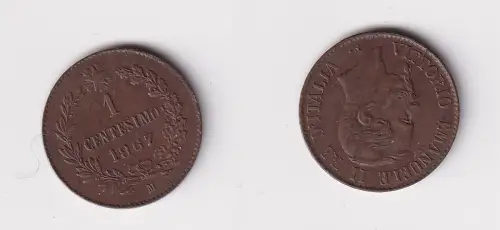 1 Centesimo Kupfer Münze Italien 1867M f.vz (139508)