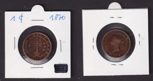 1 Cent Kupfer Münze Ceylon Sri Lanka 1870 Victoria (167953)