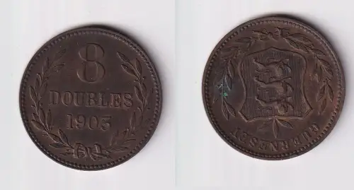 8 Doubles Kupfer Münze Guernsey 1903 ss+ (169758)