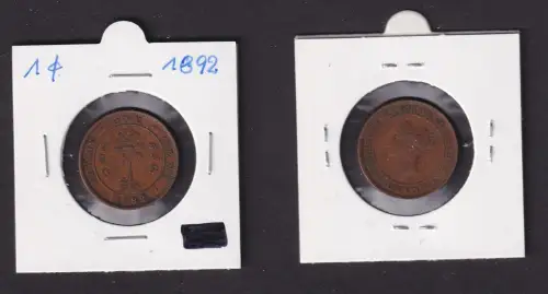 1 Cent Kupfer Münze Ceylon Sri Lanka 1892 Victoria (166422)