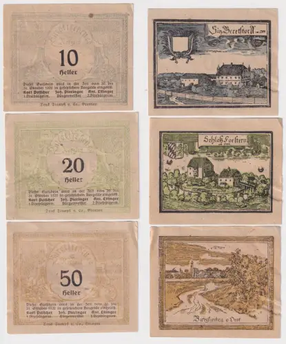 3 Banknoten 10 bis 50 Heller Notgeld Gemeinde Burgkirchen (168813)
