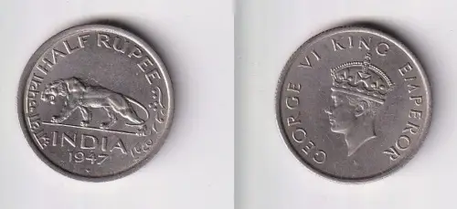 1/2 Rupie Münze Indien 1947 Georg VI. (146181)