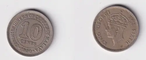 10 Cents Kupfer-Nickel Münze Malaya 1950 Georg VI. (146310)
