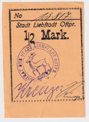 1/2 Mark Banknote Notgeld Stadt Liebstadt Ostpreussen ohne Datum (169000)