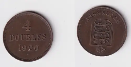 4 Doubles Kupfer Münze Guernesey Guernsey 1920 vz (169784)