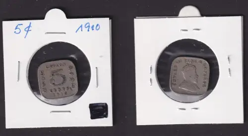5 Cents Münze Ceylon Sri Lanka 1910 Edward VII. (168050)
