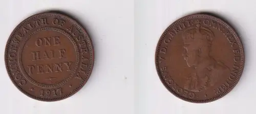 1/2 Penny Bronze Münze Australien Georg V. 1917 (145329)