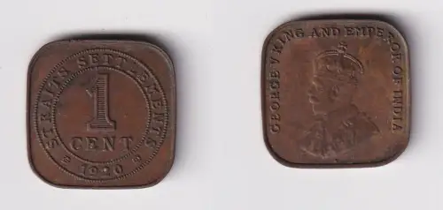 1 Cent Kupfer Münze Straits Settlements 1920 (145335)