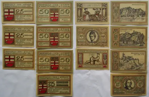 7 x Banknoten Notgeld Stadt Ehrenbreitstein 1921 (154920)