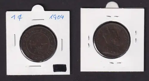 1 Cent Kupfer Münze Hongkong Edward VII 1904 ss (169547)