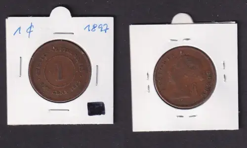 1 Cent Kupfer Münze Straits Settlements 1897 Victoria (160045)
