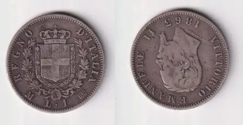 1 Lire Silber Münze Italien 1863 M ss (136918)