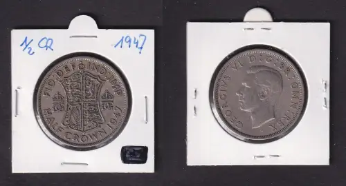 1/2 Crown Kupfer-Nickel Münze Großbritannien Georg VI. 1947 ss (160513)