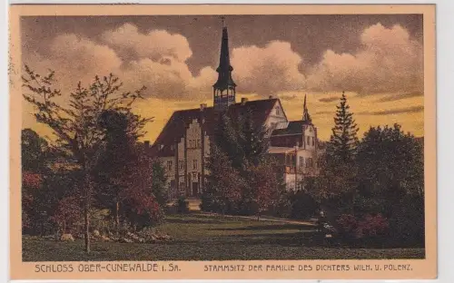 900573 Ak Schloss Ober-Cinewalde i. Sa. Stammsitz Dichter Familie Polenz 1923
