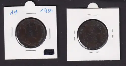 1 Cent Kupfer Münze Hongkong Edward VII 1904 ss (169590)