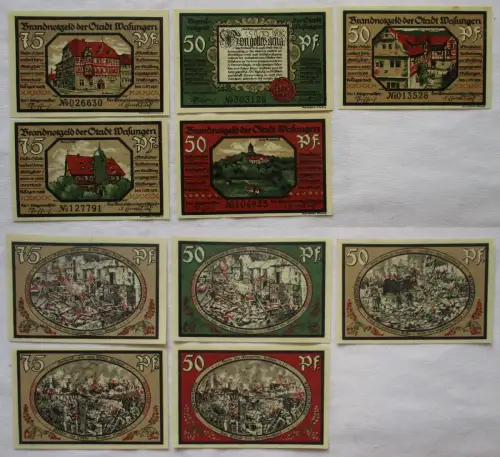 5 Banknoten Brand-Notgeld Stadt Wasungen 1921 kassenfrisch (169572)