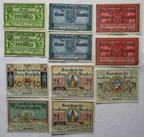 11 Banknoten Notgeld Kreis Diepholz 1921 (157175)