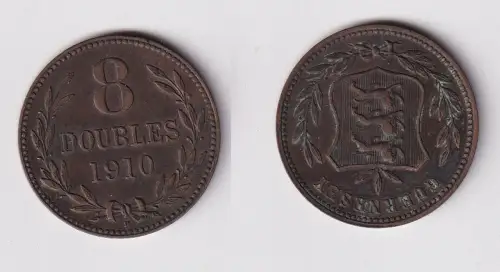 8 Doubles Kupfer Münze Guernsey 1910 ss+ (169701)