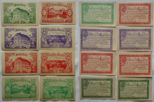 8 Banknoten 10 bis 50 Heller Notgeld Gemeinde Eggendorf 1920 (159305)