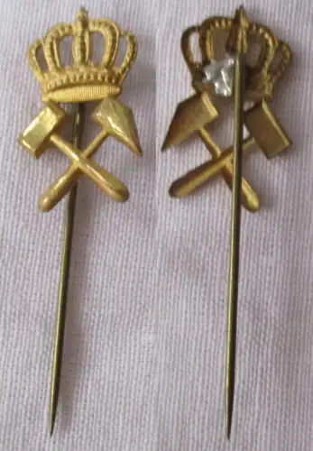 Bergbau Anstecknadel gekrönte Bergbauhämmer um 1910 (146597)