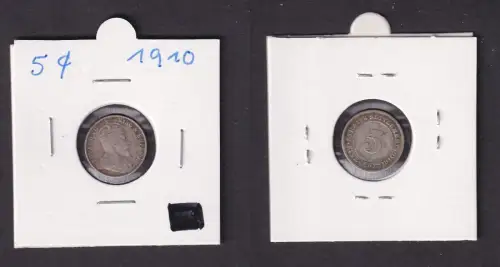 5 Cents Silber Münze Straits Settlements 1910 Edward VII. (163974)