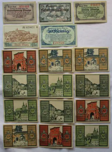 17 Banknoten Notgeld Stadt Glatz Klodzko o.D. 1918-1921 (165408)