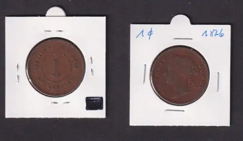 1 Cent Kupfer Münze Straits Settlements 1876 Victoria (167723)
