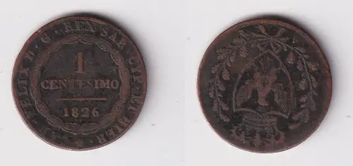 1 Centesimo Kupfer Münze Italien Sardinien 1826 s/ss (133905)