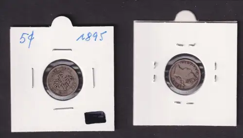 5 Cent Silber Münze Hongkong Victoria 1895 f.ss (169523)
