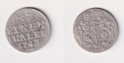 1/48 Taler Silber Münze Sachsen 1743 FWoF f.ss (169411)
