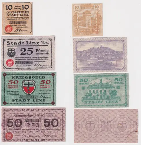 4 Banknoten Notgeld Stadt Linz am Rhein 1917/1920 (168984)