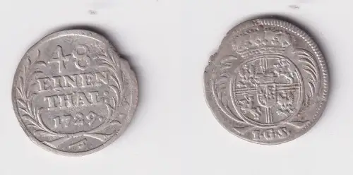 1/48 Taler Silber Münze Sachsen 1729 IGS f.ss (169527)