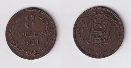 8 Doubles Kupfer Münze Guernsey 1911 vz (169780)