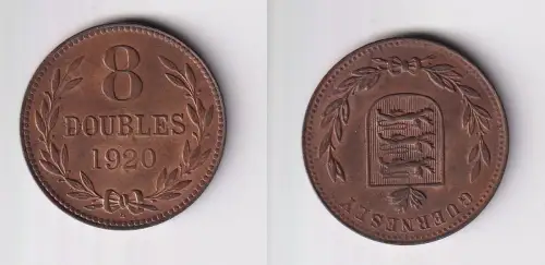 8 Doubles Kupfer Münze Guernsey 1920 vz (169789)