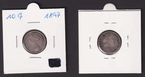 10 Cent Silber Münze Hongkong Victoria 1897 f.ss (169540)