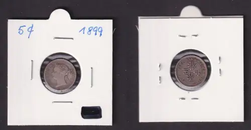5 Cent Silber Münze Hongkong Victoria 1899 f.ss (169681)