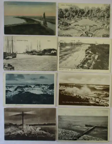 29757 /8 Ak Ostseebad Kolberg in Pommern Hafen Strand Rosengarten um 1920