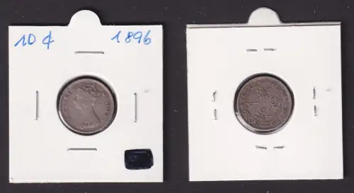 10 Cent Silber Münze Hongkong Victoria 1896 f.ss (169652)