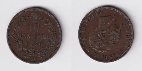 10 Centesimi Kupfer Münze Italien 1866 M f.vz (103923)