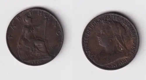 1 Farthing Kupfer Münze Großbritannien 1900 Victoria ss (169413)