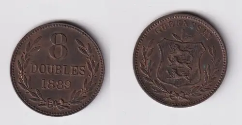 8 Doubles Kupfer Münze Guernsey 1889 ss+ (169822)