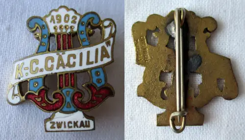 emailliertes Abzeichen Gesangverein K.C.Cäcilia Zwickau 1902 (163701)