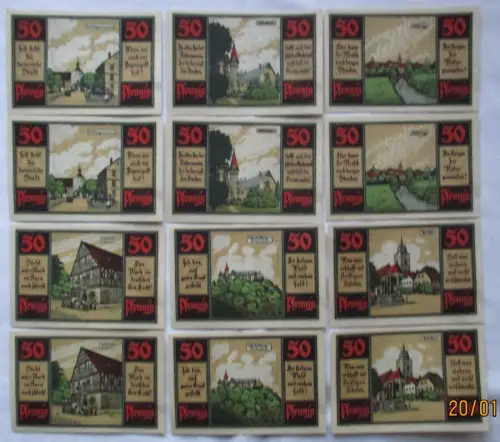 12 Banknoten Notgeld Stadt Heldburg 1921 (169163)