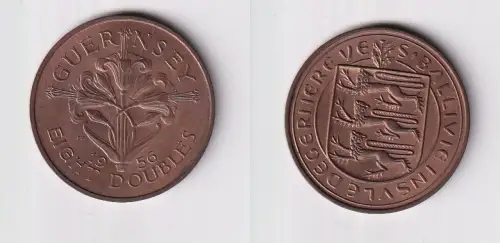 8 Doubles Kupfer Münze Guernsey 1956 vz/Stgl. (169787)