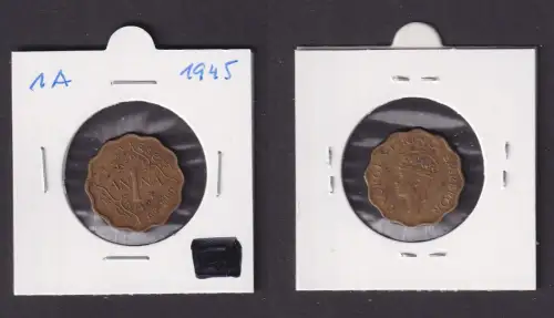 1 Anna Kupfer Münze Indien 1945 Georg VI. (167667)