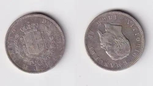 1 Lire Silber Münze Italien 1863 M ss (120247)