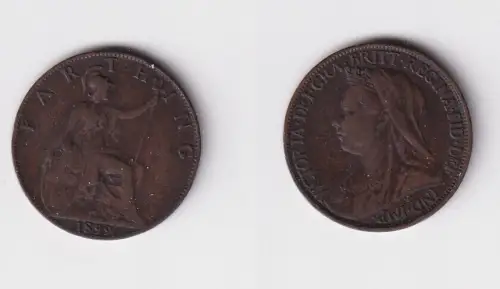 1 Farthing Kupfer Münze Großbritannien 1899 Victoria ss (169386)