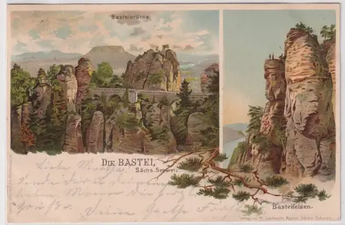 44021 Ak Lithografie Die Bastei Sächsische Schweiz um 1900